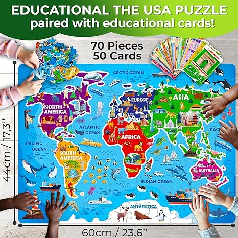 World Map Puzzles for Kids- floor puzzle