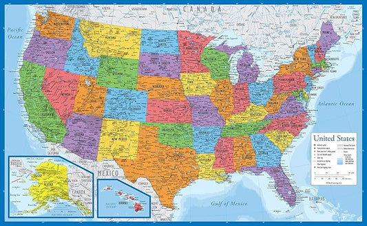 World Map & US Map Poster Set - 18" x 29"
